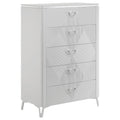 Ivana Tall Dresser Chest With 5 Drawers Geometric Front White Wood
