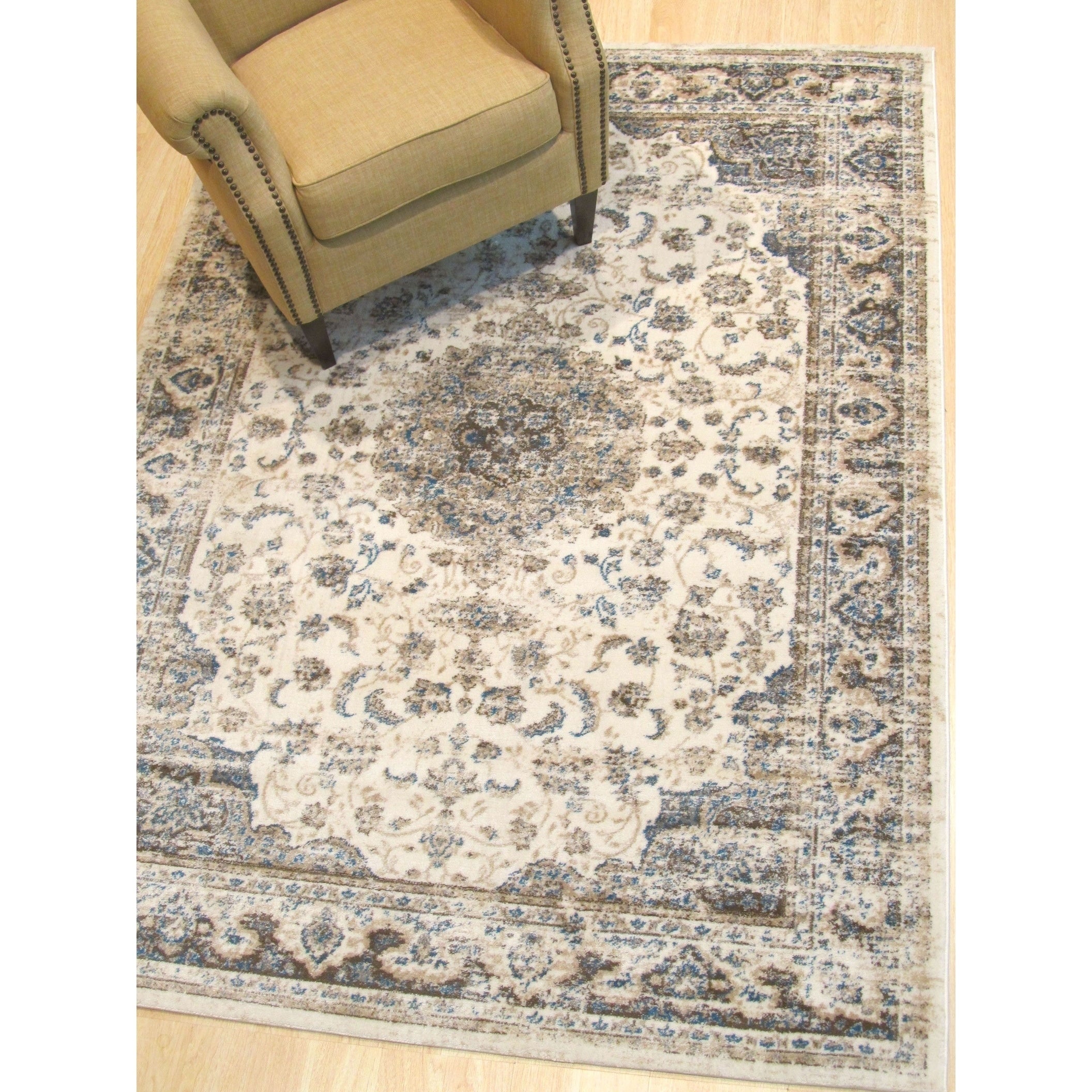 Ivory Distressed Bohemian Isabella Medallion Rug 4 3 X 510