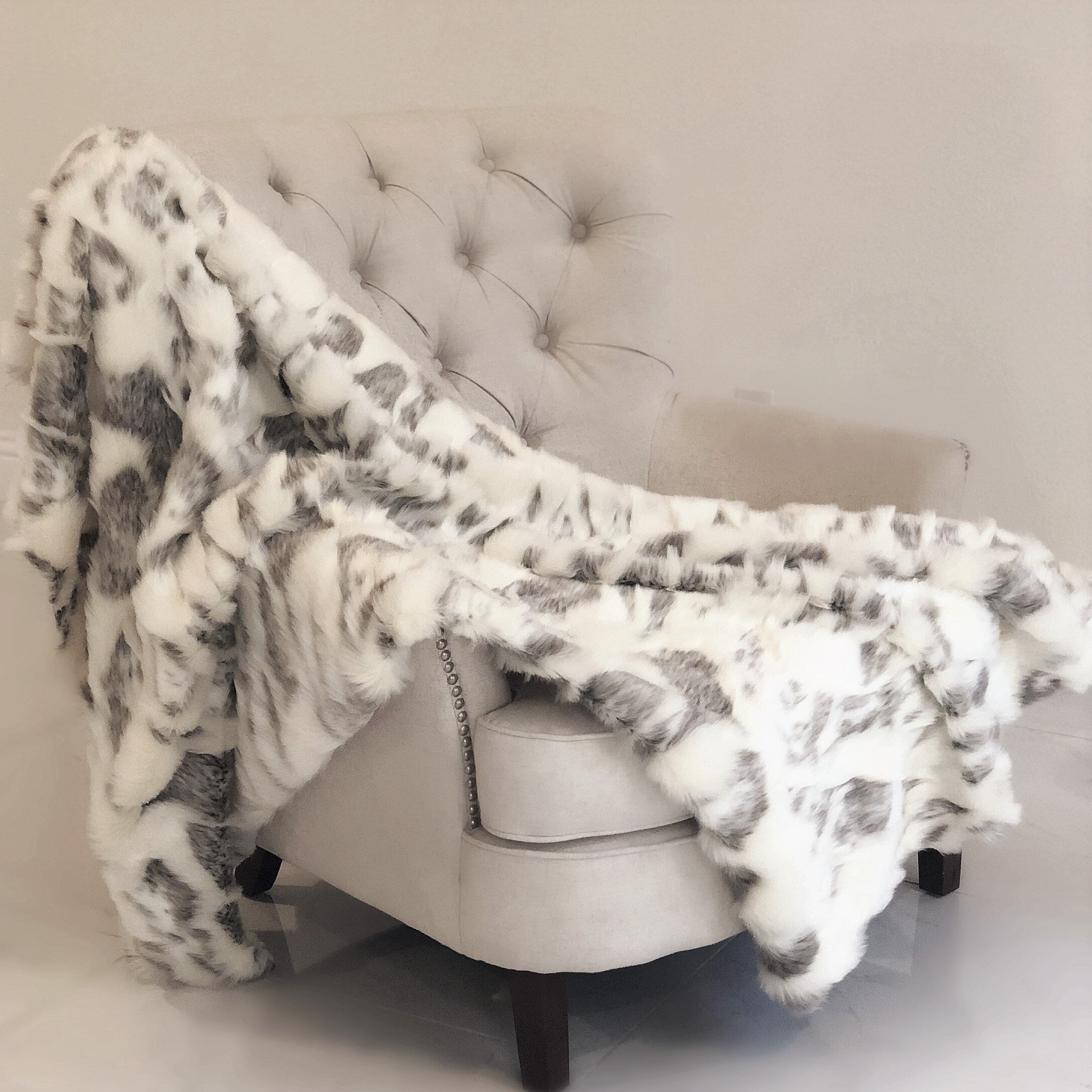 Ivory Rabbit Faux Fur Handmade Luxury Throw