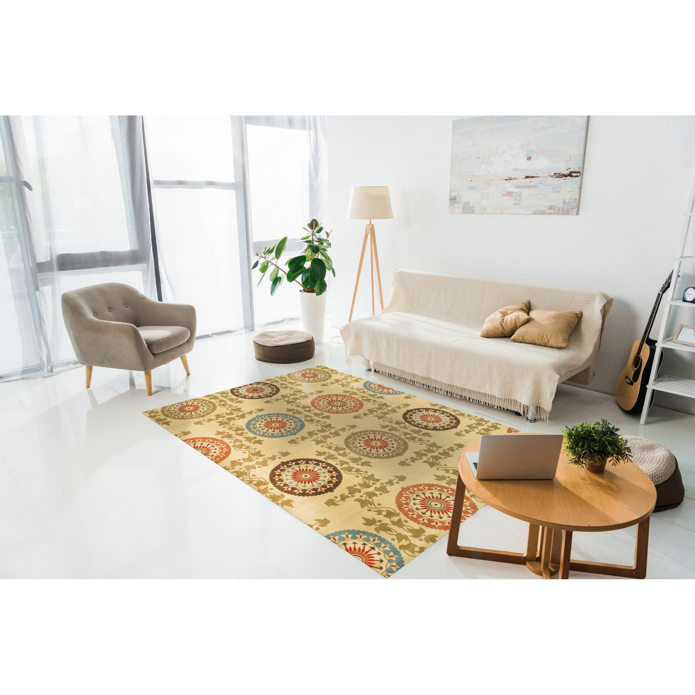 Ivory Transitional Floral Mandana Rug
