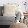 Ivory And Jute Striped And Bordered Throw Pillow