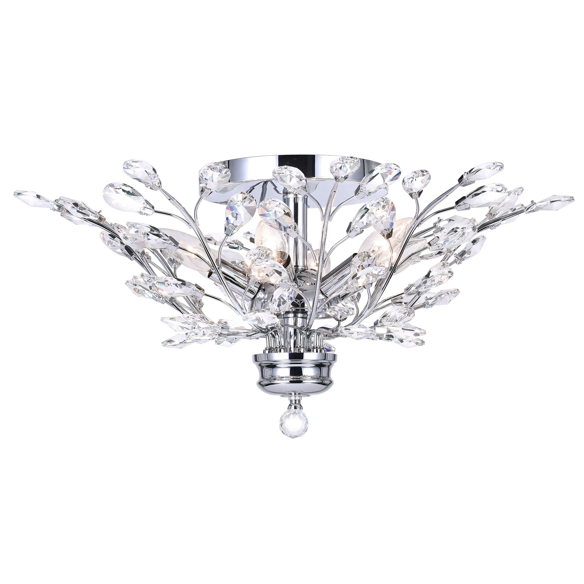 6 Light Flush Mount With Chrome Finish
