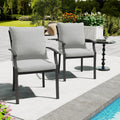 Ivyglow 2 Piece Metal Patio Dining Chairs With Gray Cushions