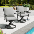 Ivyglow 2 Piece Metal Patio Swivel Chairs With Gray Cushions