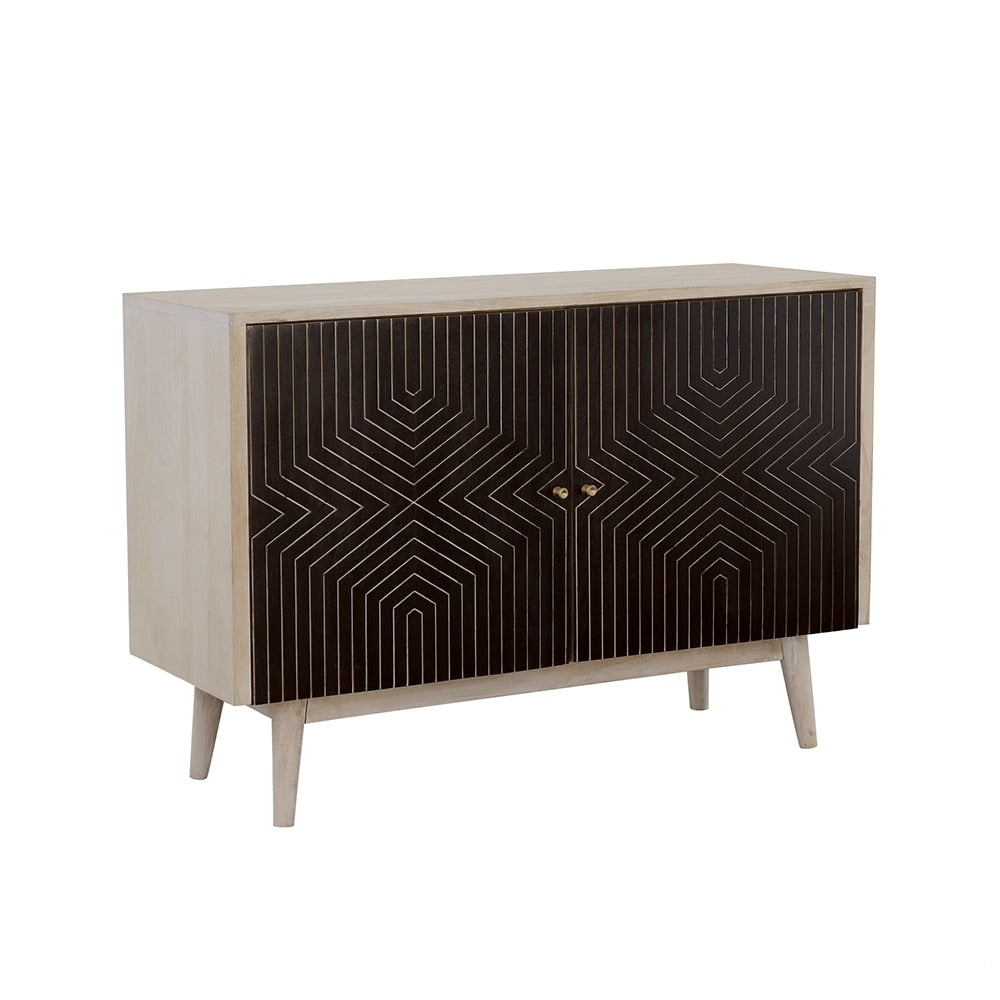 White Washed And Black 2 Door Accent Cabinet