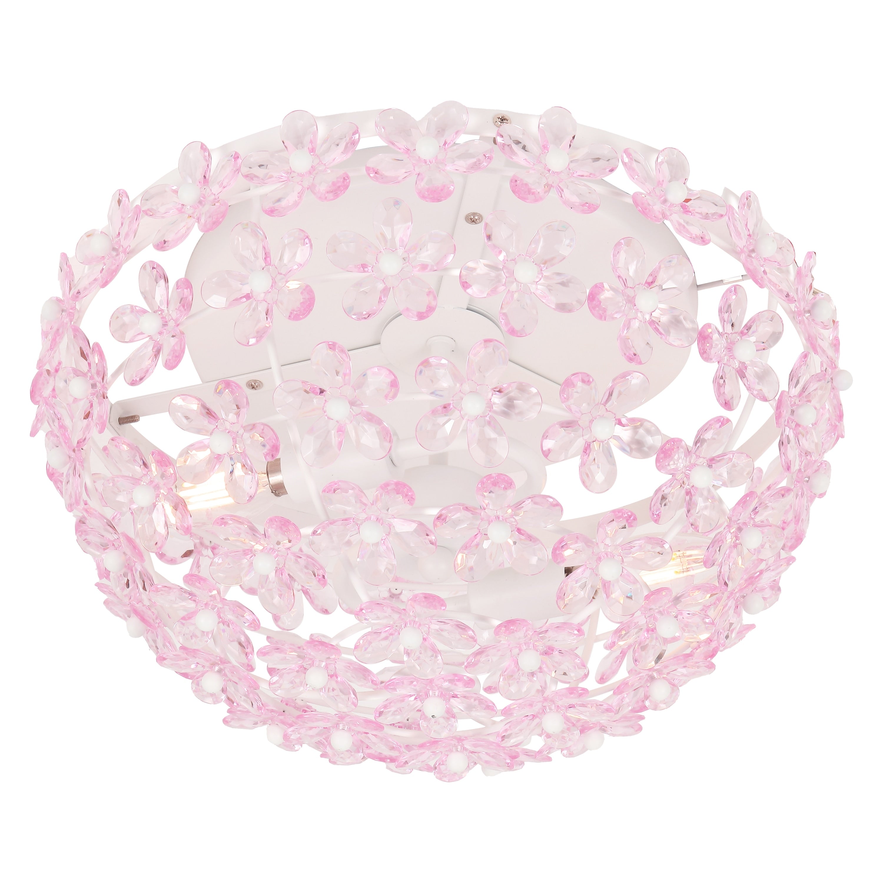 Izzy 15.5 2 Light Modern Glam Metal Dome Led Flush Mount With Crystal Flower Accents