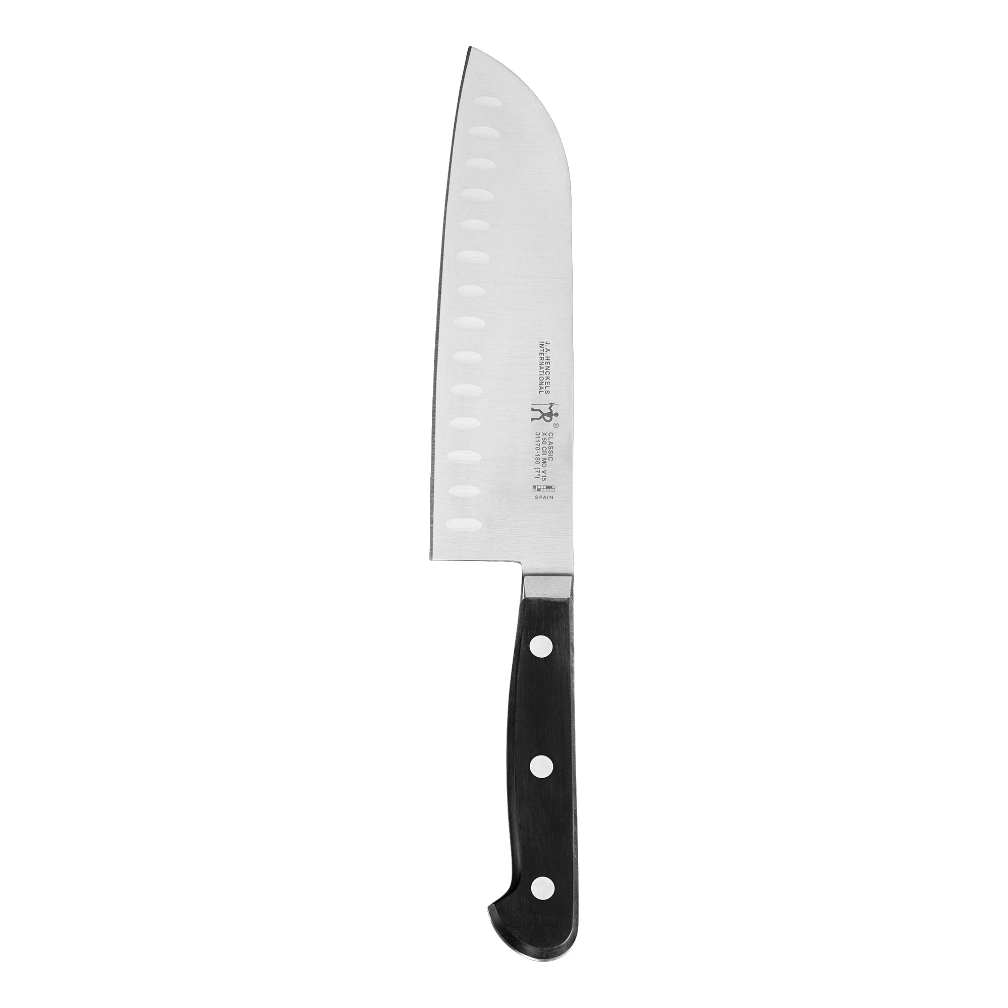 J.A. Henckels International Classic Hollow Edge Santoku Knife Black Stainless Steel