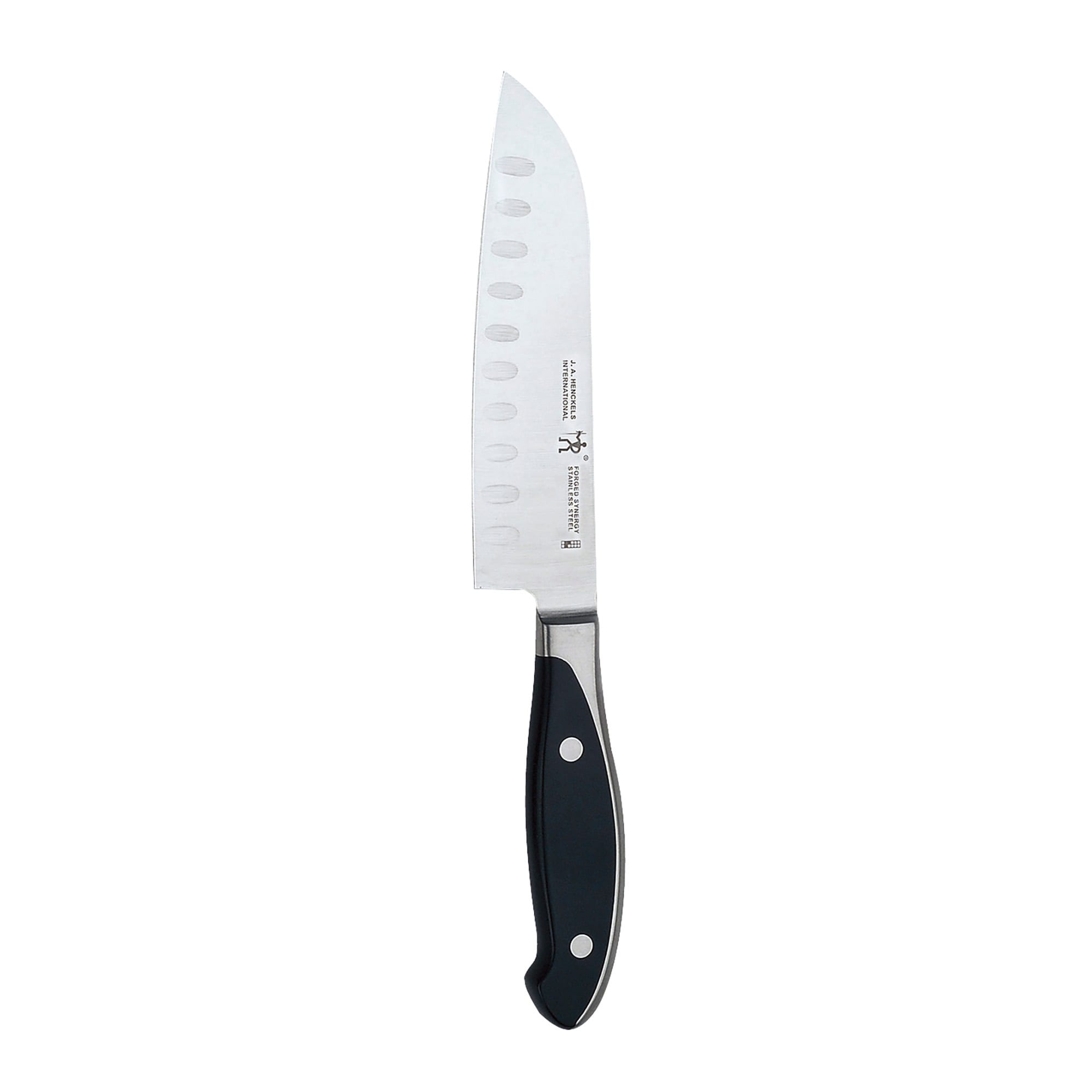 J.A. Henckels International Forged Synergy Hollow Edge Santoku Knife Black Stainless Steel