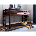 Jackpot Contemporary Twin Low Loft Bed With Ladder Cherry
