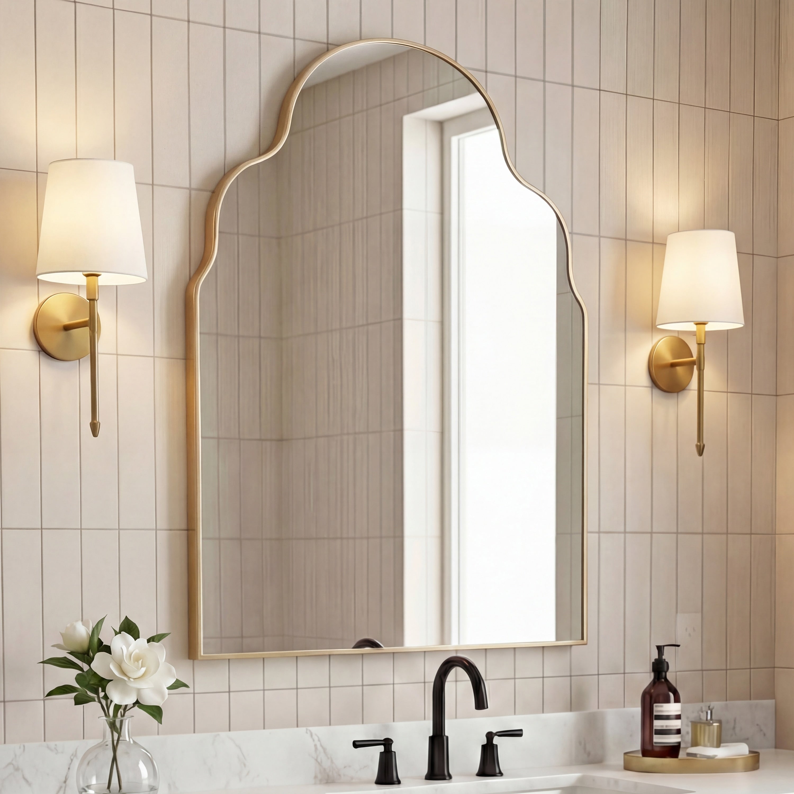 Jonathan Y Alora Medium Top Arch Metal Framed Wall Mounted Mirror 36 H X 24 W X 1.08 D
