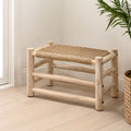 Jonathan Y Chuck Coastal Bohemian Handcrafted Indoor Outdoor Teak Wood Accent Stool With Woven Seat