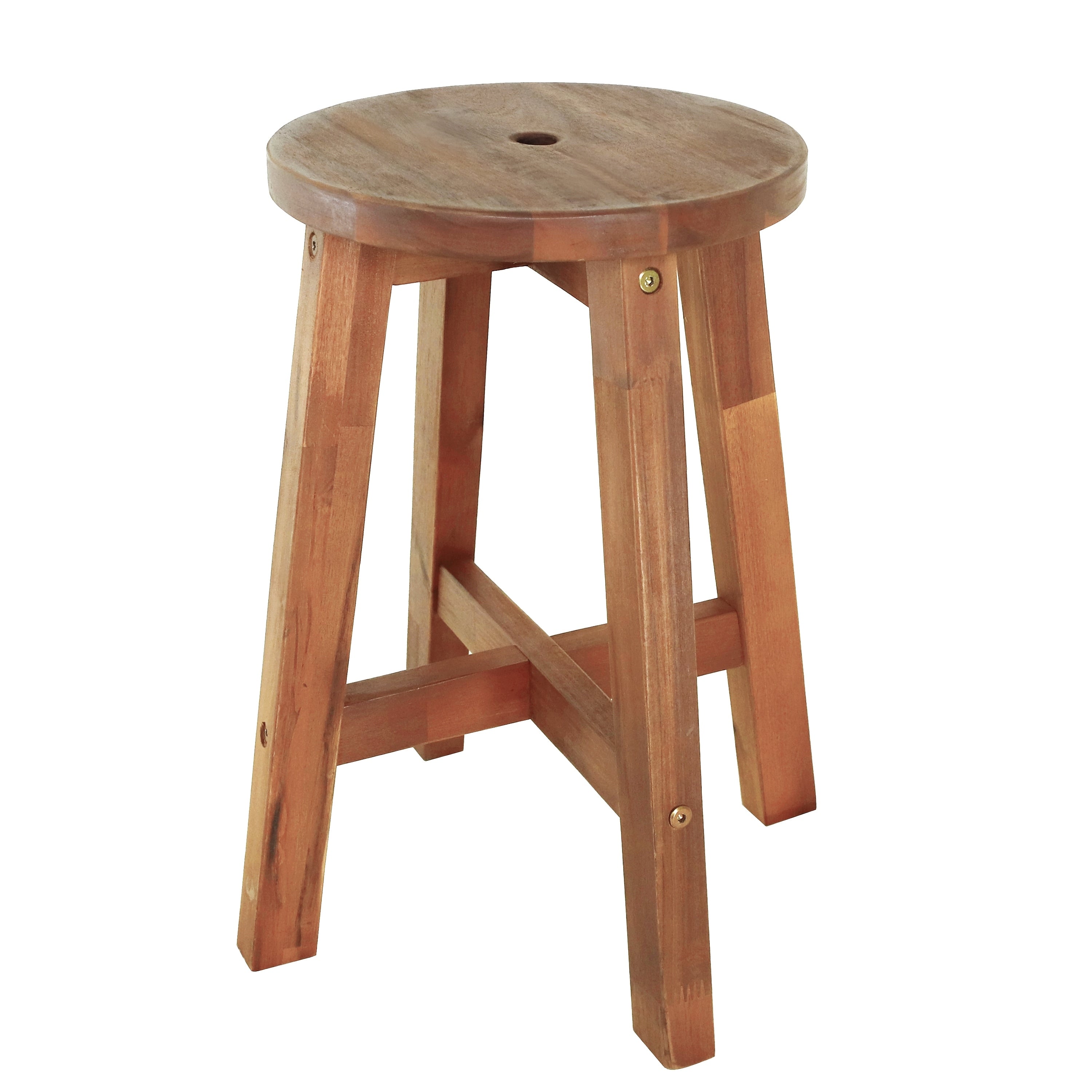 Jonathan Y Grove Coastal Casual Acacia Wood Round Indoor Outdoor Accent Stool