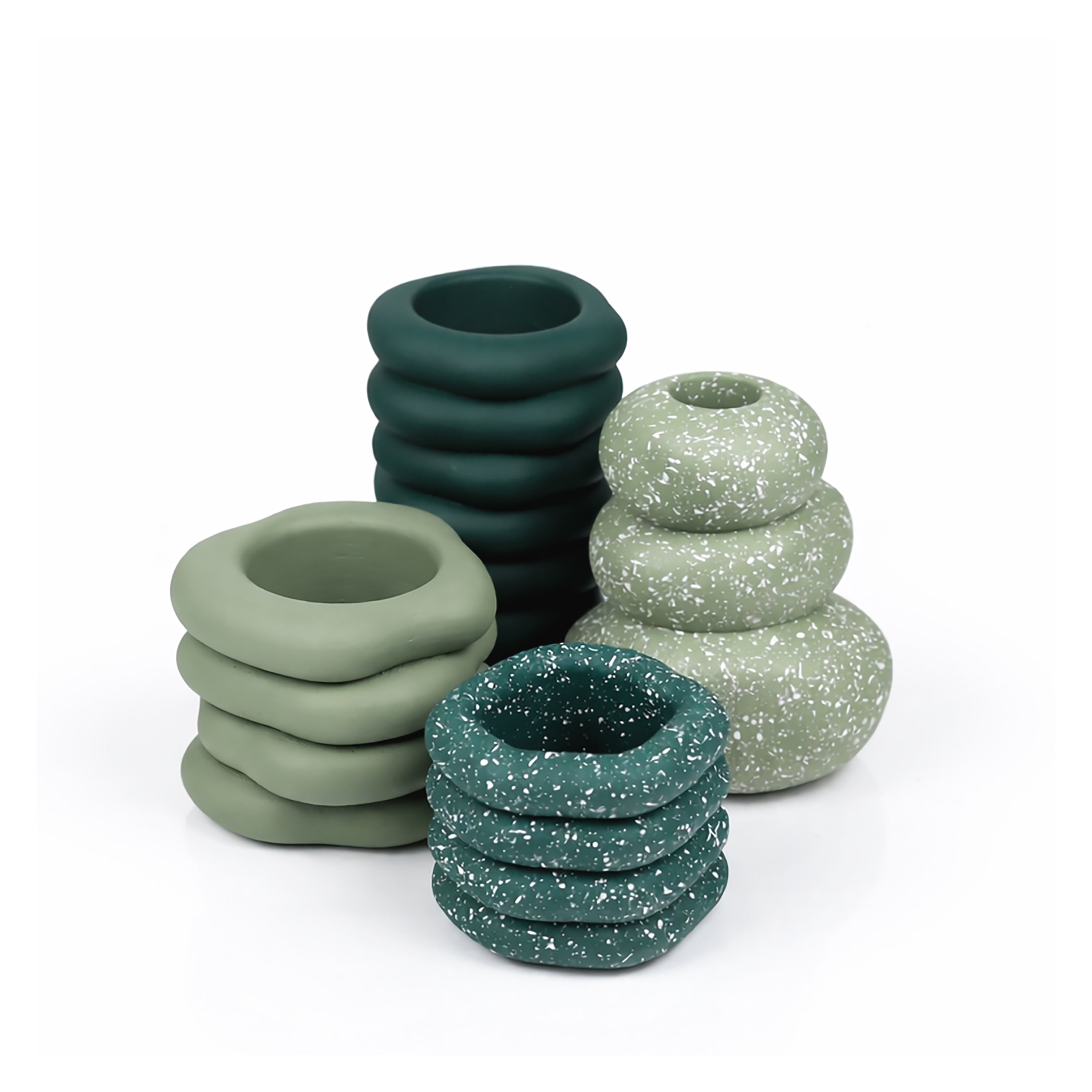 Jonathan Y Hollis Modern Minimalist Handmade Concrete Stacked Ring Planter Set With Drainage Holes Set Of 4