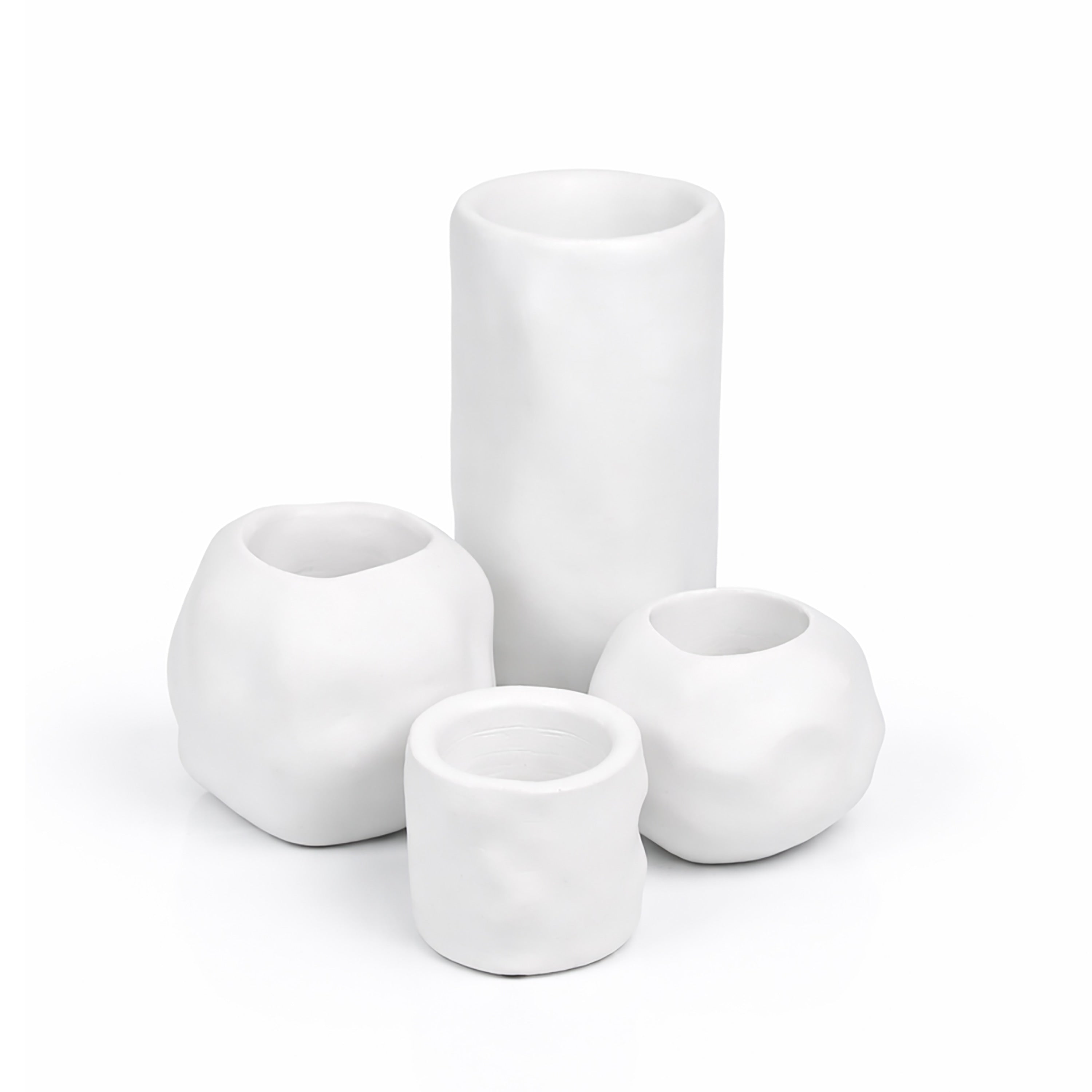 Jonathan Y Linden Handmade Concrete Organic Sculptural Cylinder And Round Planter Set With Drainage Holes Set Of 4