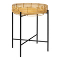 Jonathan Y Malia 20 Coastal Bohemian Faux Rattan Round Tray End Table With Metal Base