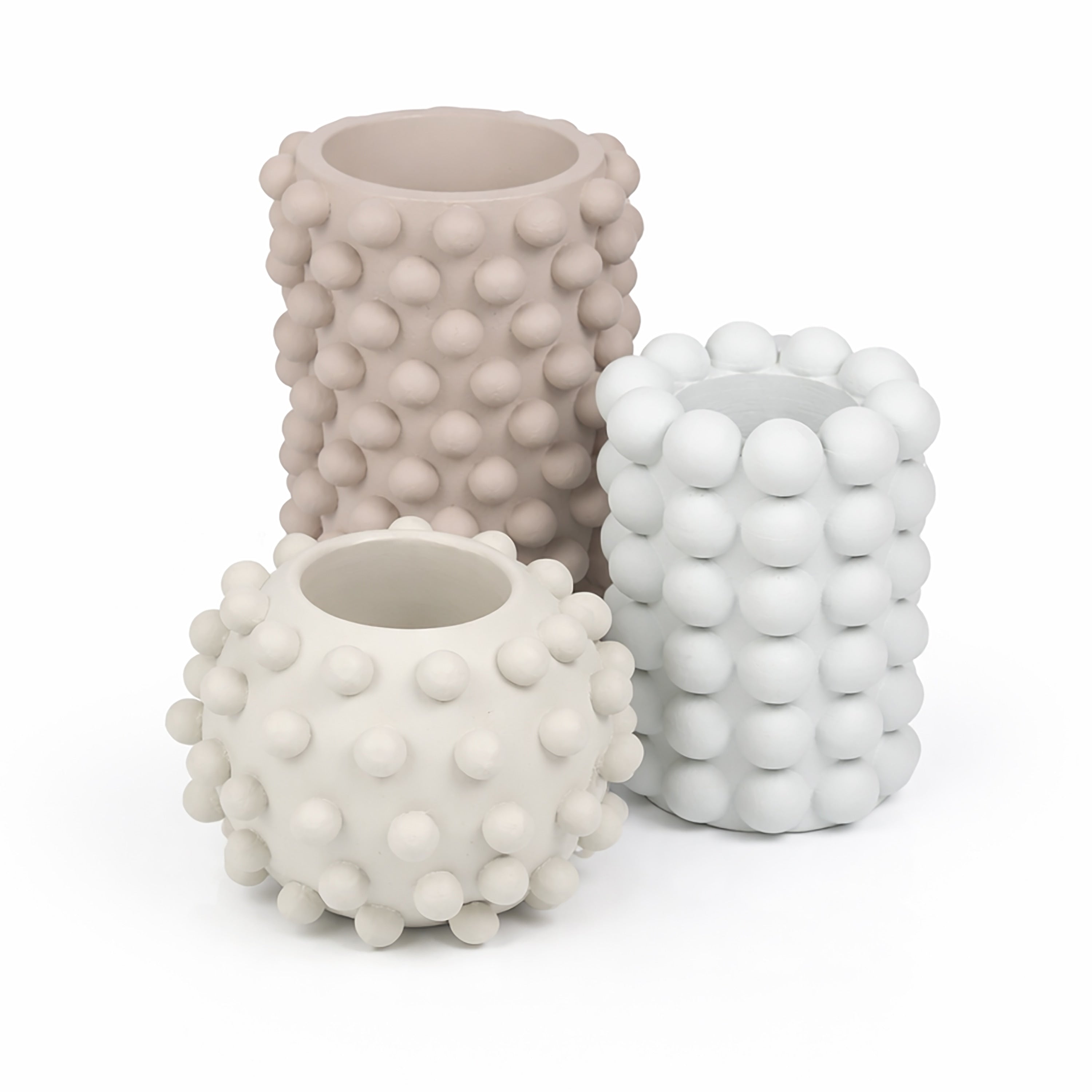Jonathan Y Maren Modern Minimalist Handmade Concrete Bubble Cylinder And Round Planter Set Set Of 3
