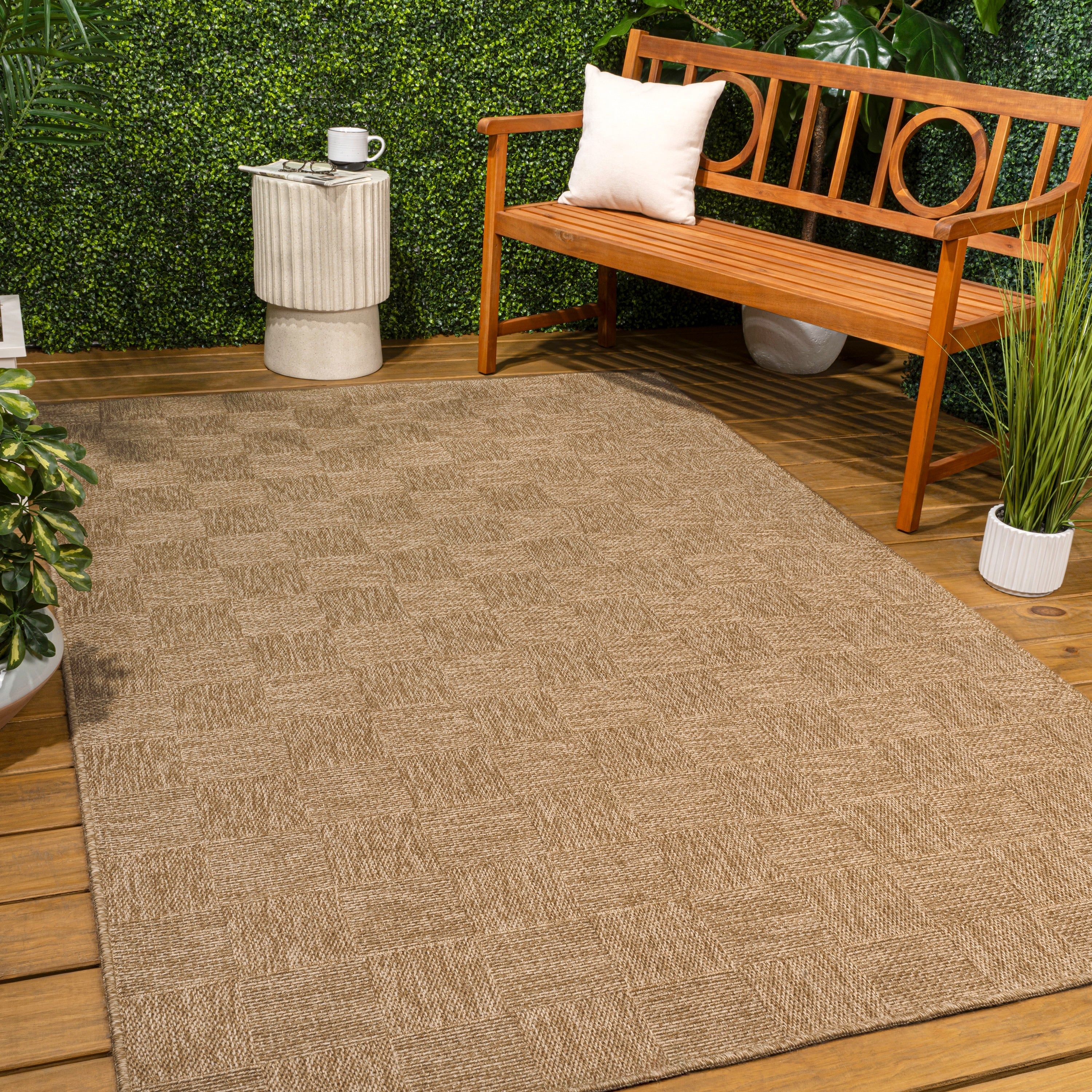 Jonathan Y Mason Easy Jute Geometric Checker Weave Indoor Outdoor Area Rug