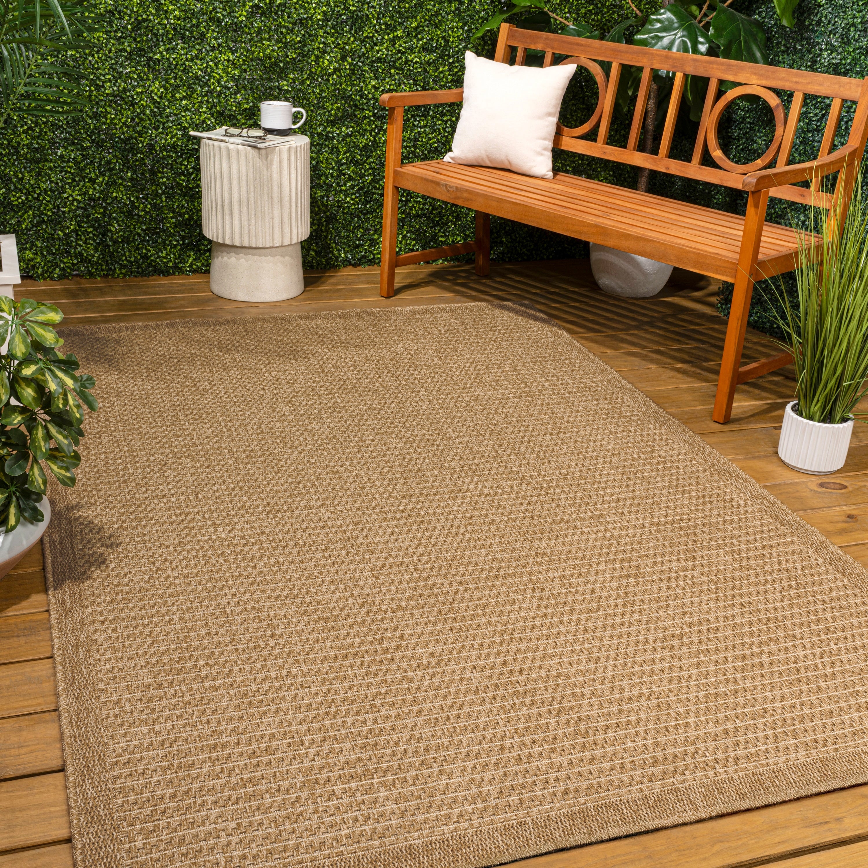 Jonathan Y Maxine Easy Jute Contemporary Border Boho Fine Rib Weave Indoor Outdoor Area Rug