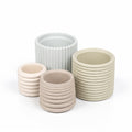 Jonathan Y Silas Modern Minimalist Handmade Concrete Fluted Sculptural Cylinder Planter Set With Drainage Holes Set Of 4