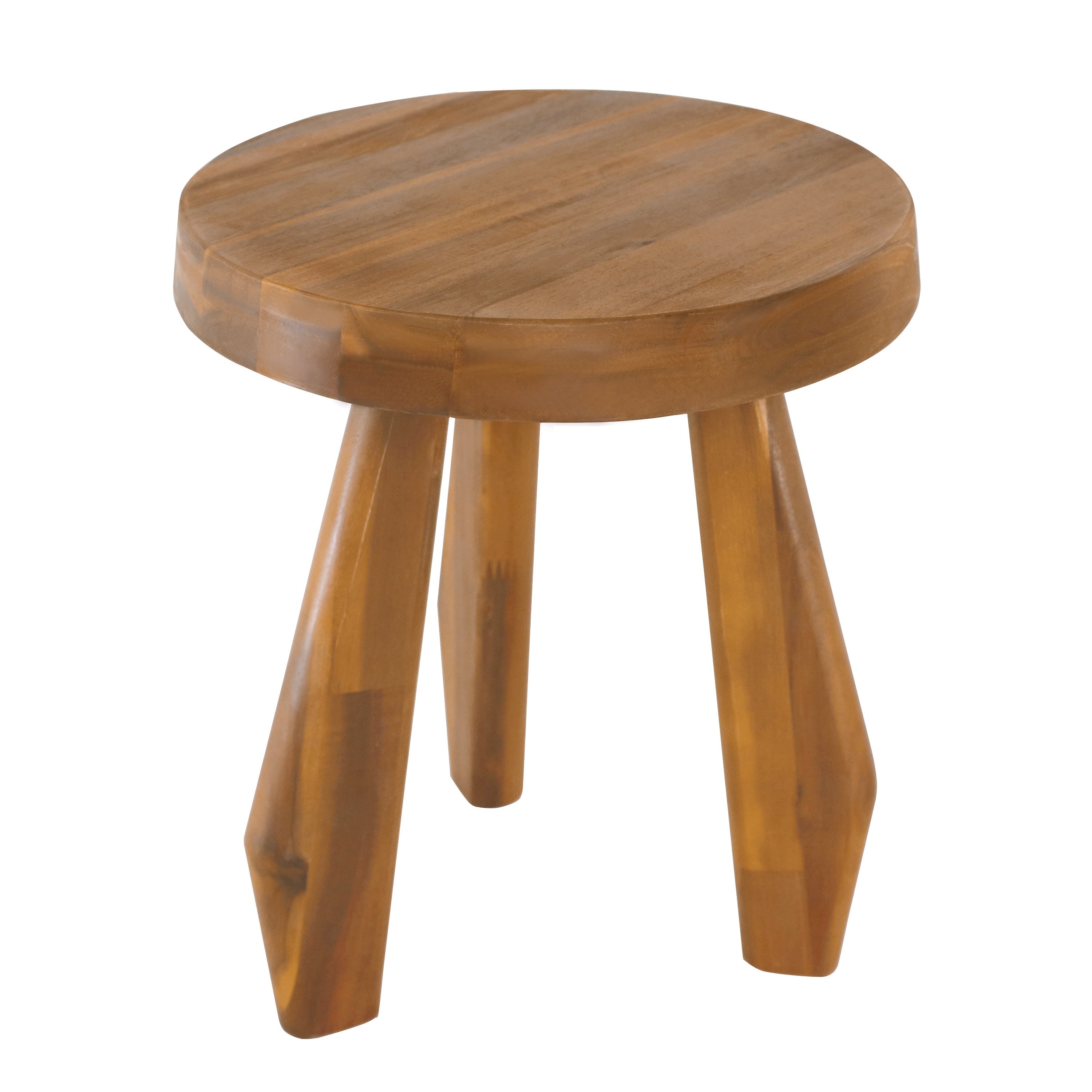 Jonathan Y Terra Rustic Coastal Acacia Wood Tripod Round Indoor Outdoor Accent Stool
