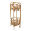 Jonathan Y Zachariah 33.5 Bohemian Minimalist Handmade 2 Tier Rattan Indoor Planter Stand