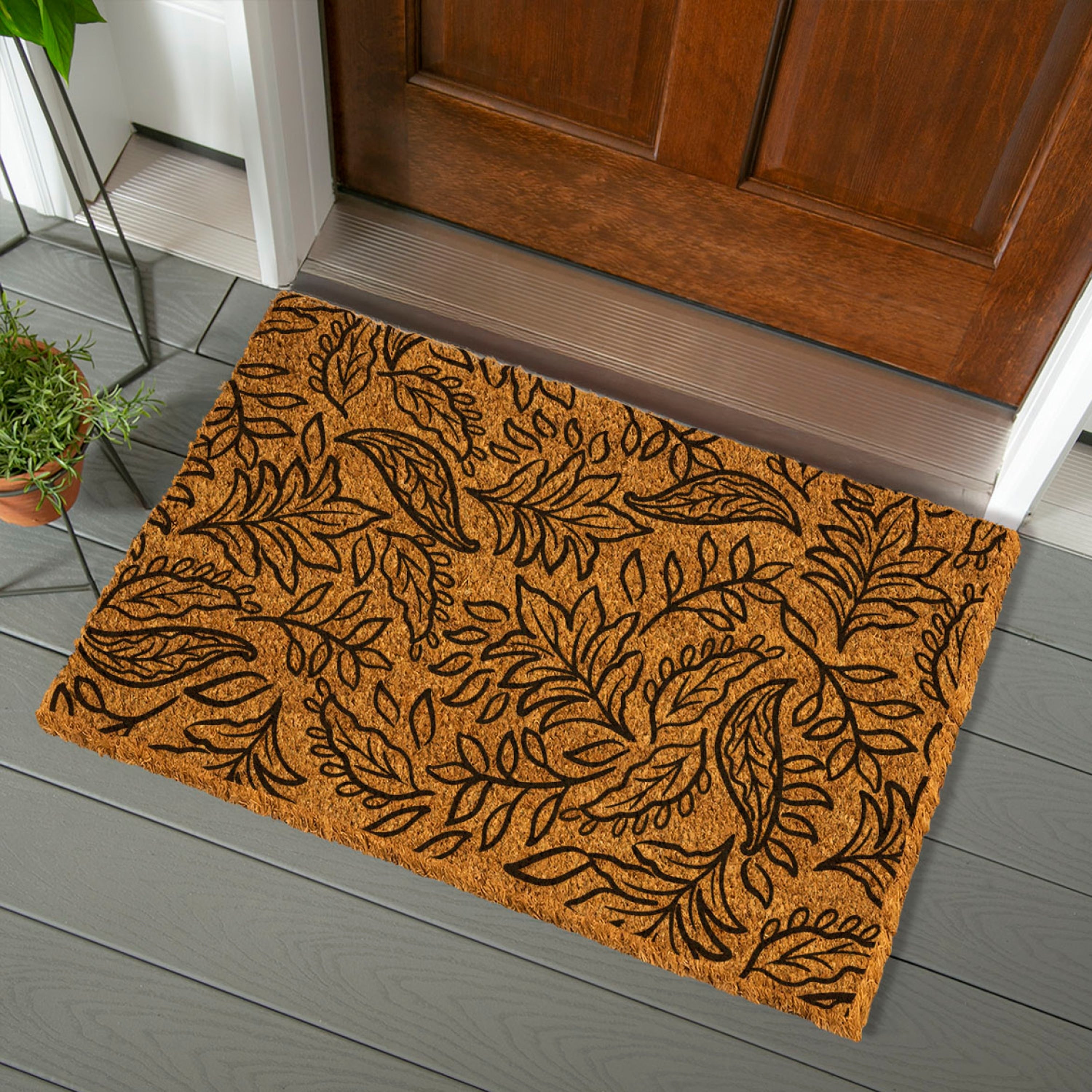 Jacobean Pumpkin Coir Door Mat 36 X 24 36 X 24