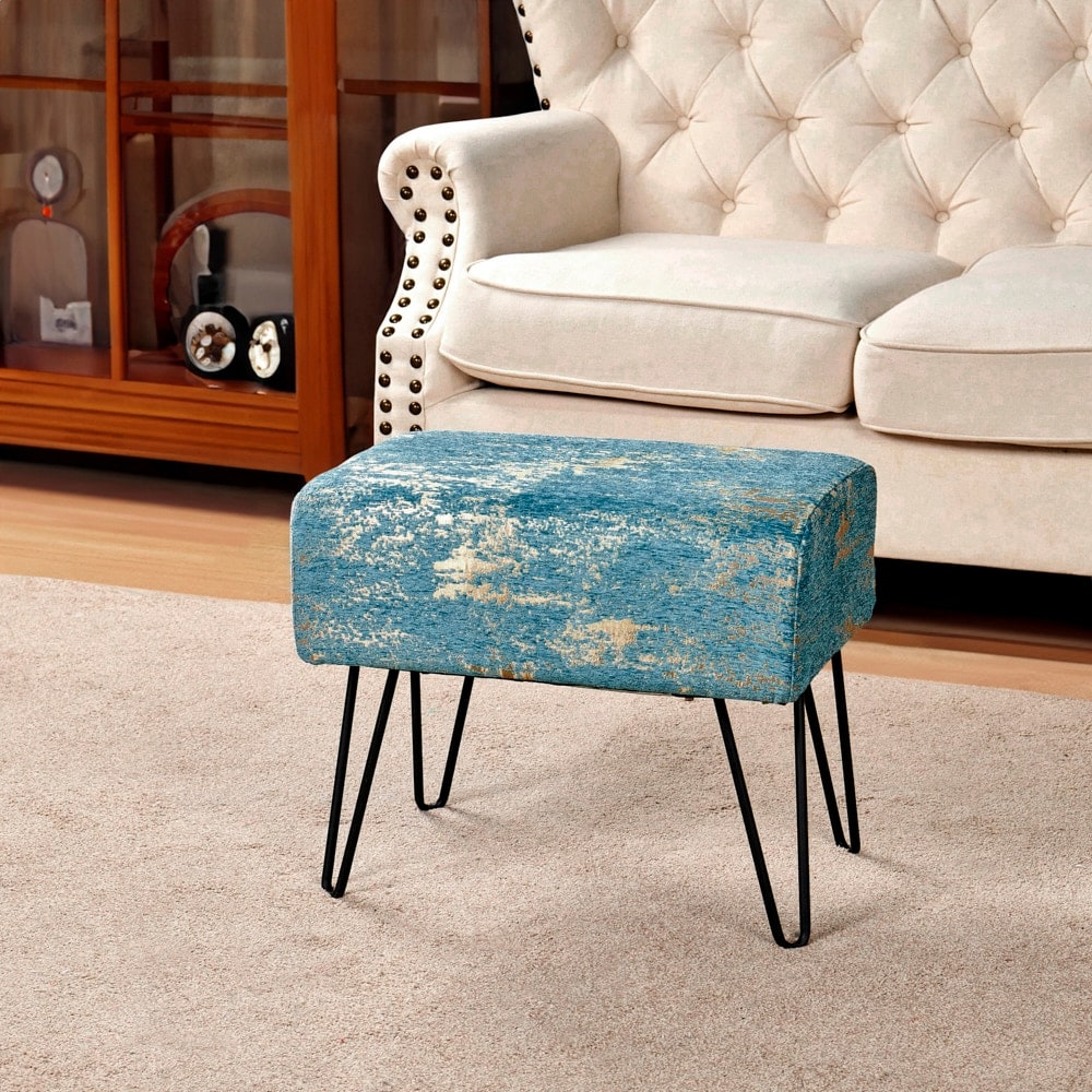 Serenta Jacquard Chenille Ottoman 19 X 13 X 17 H