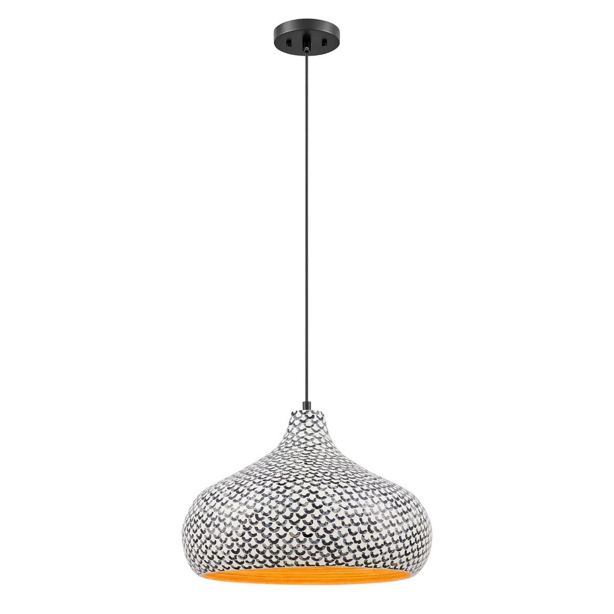 Jade 1 Light Pendant In Black And White Shell