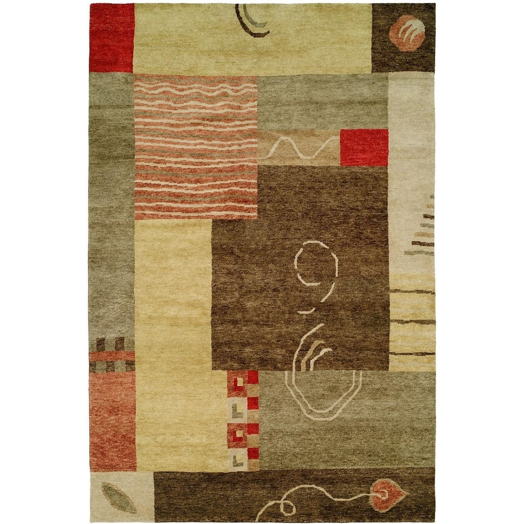 Jade Multi Color Earth Tones Hand Knotted Area Rug 6 X 9 6 X 9