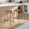 Mango Wood Saddle Seat Bar Stool With Iron Rod Legs Brown And Black