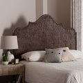 Jaelle Natural Rattan Standalone Headboard Handwoven Wicker Panel Headboard With Arch Top