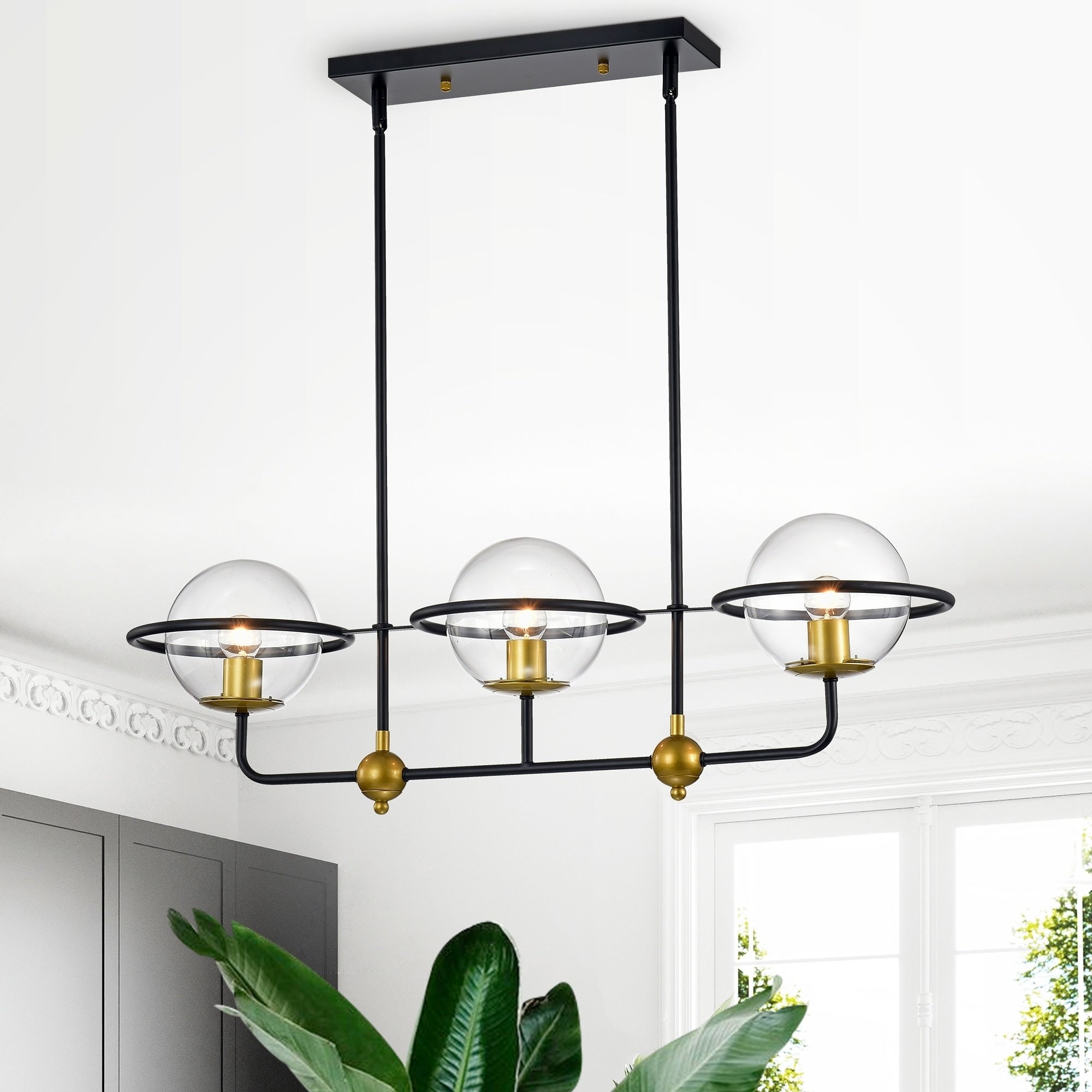 Jahnn 3 Light Black And Gold Metal Chandelier