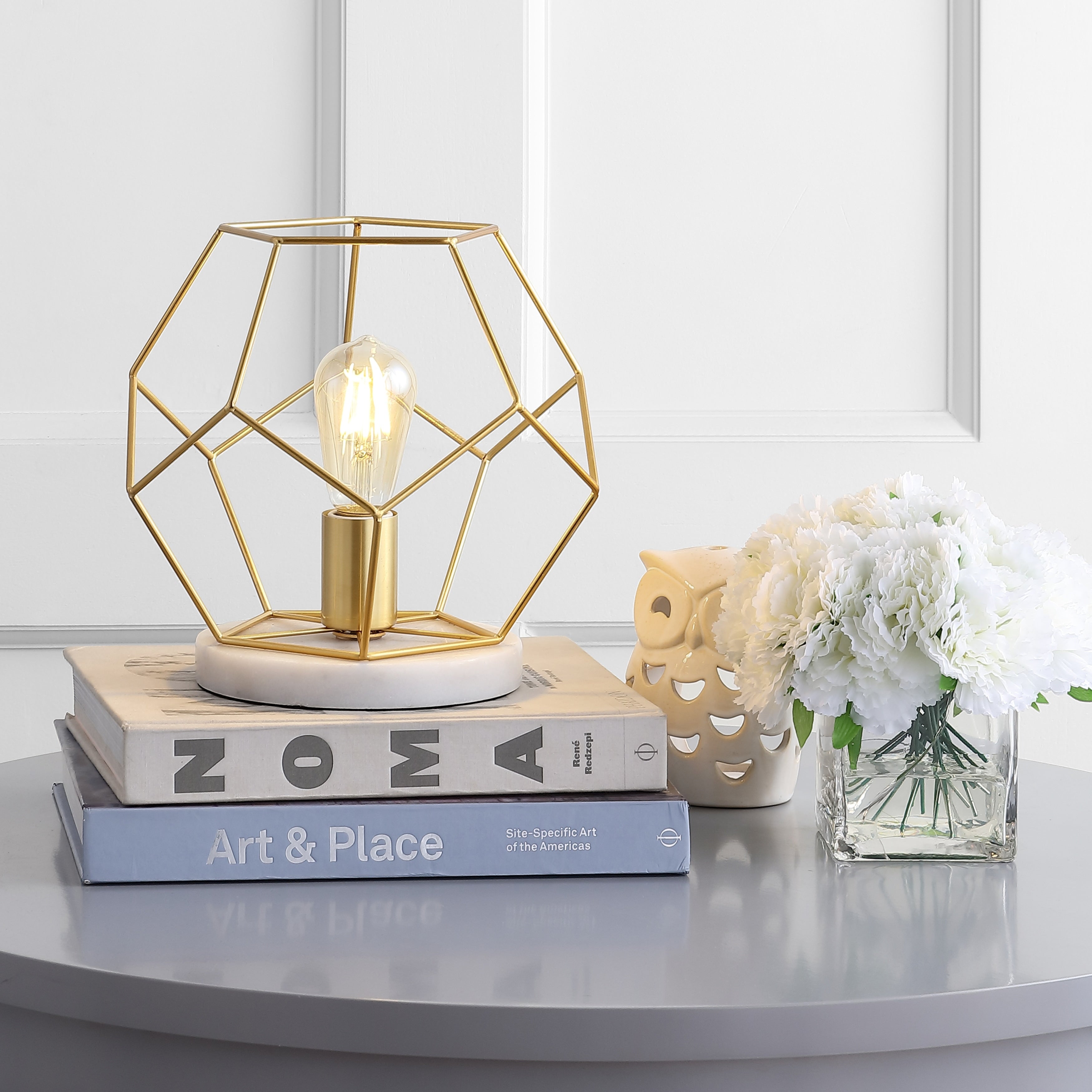 James 10 Metal Marble Led Table Lamp Brass By Jonathan Y