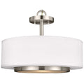 James Allan Milton 16 Wide 2 Light White Linen Pendant Semi Flush