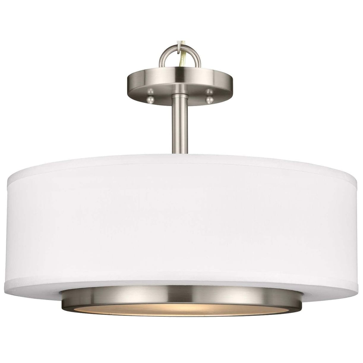 James Allan Milton 16 Wide 2 Light White Linen Pendant Semi Flush