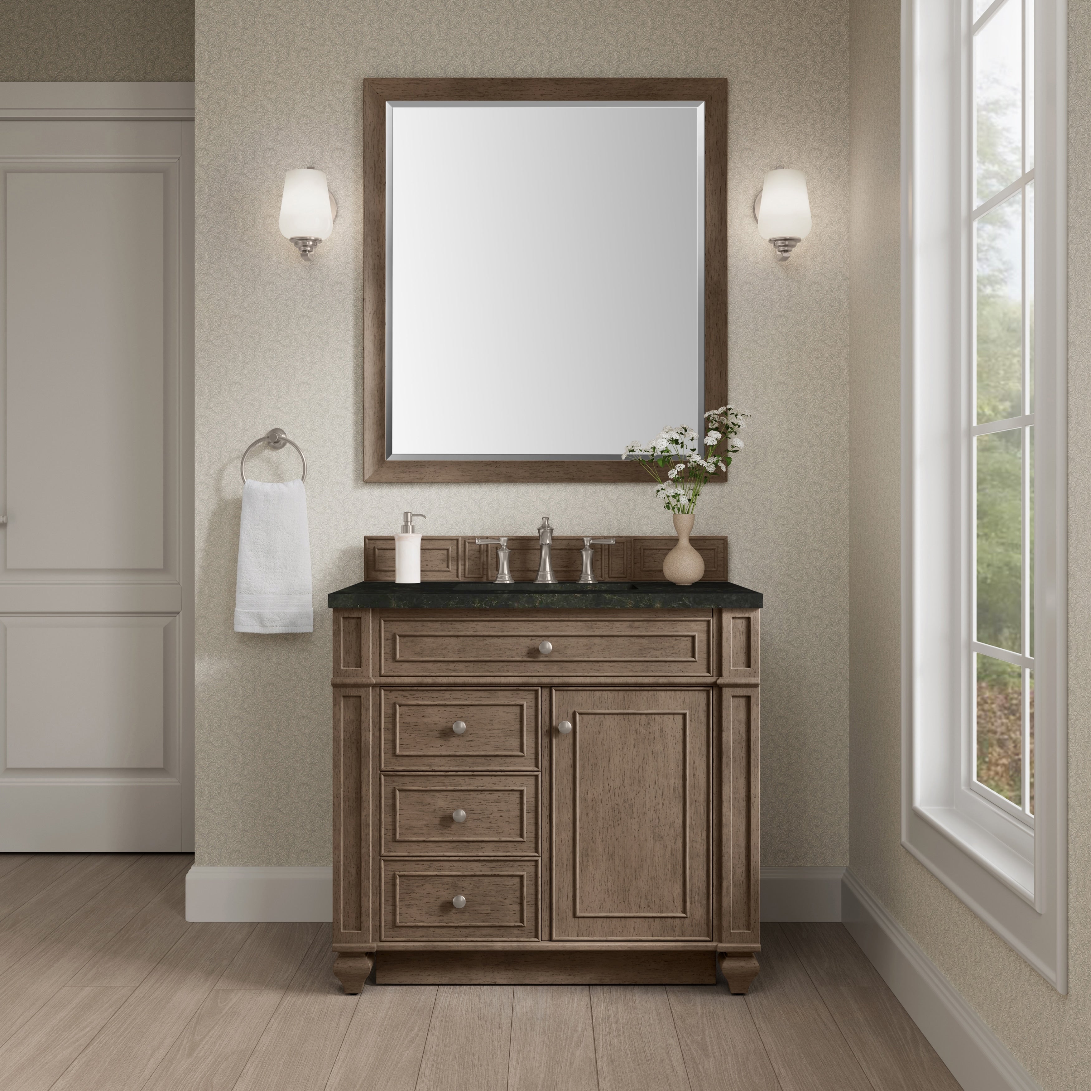 Bristol 36 Single Vanity White Washed Walnut