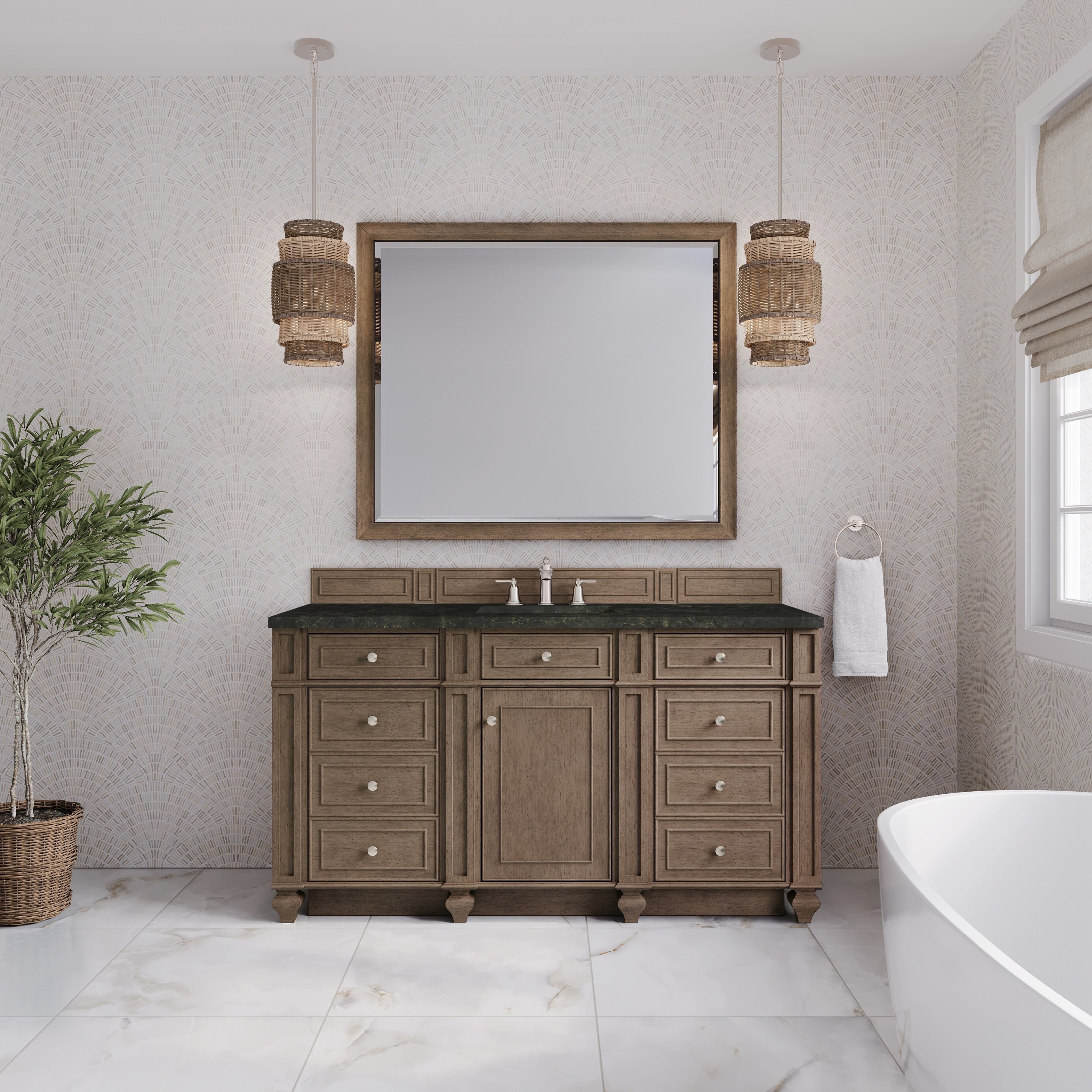 Bristol 60 Single Vanity White Washed Walnut