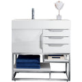 Columbia 36 Single Vanity Glossy White With Brushed Nickel Hardware By James Martin Vanities
