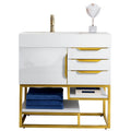 Columbia 36 Single Vanity Glossy White With Radiant Gold Hardware By James Martin Vanities