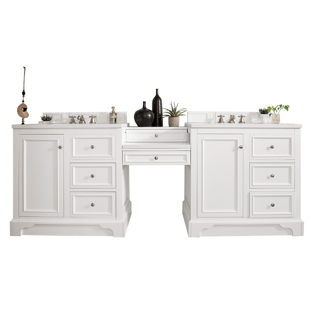 De Soto 94 Double Vanity Set Bright White With Makeup Table 3 Cm Carrara Marble Top