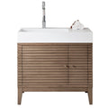 Linear 36 In. Whitewashed Walnut Single Vanity With Solid Surface Top