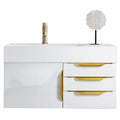 Mercer Island 36 Single Vanity Glossy White Radiant Gold