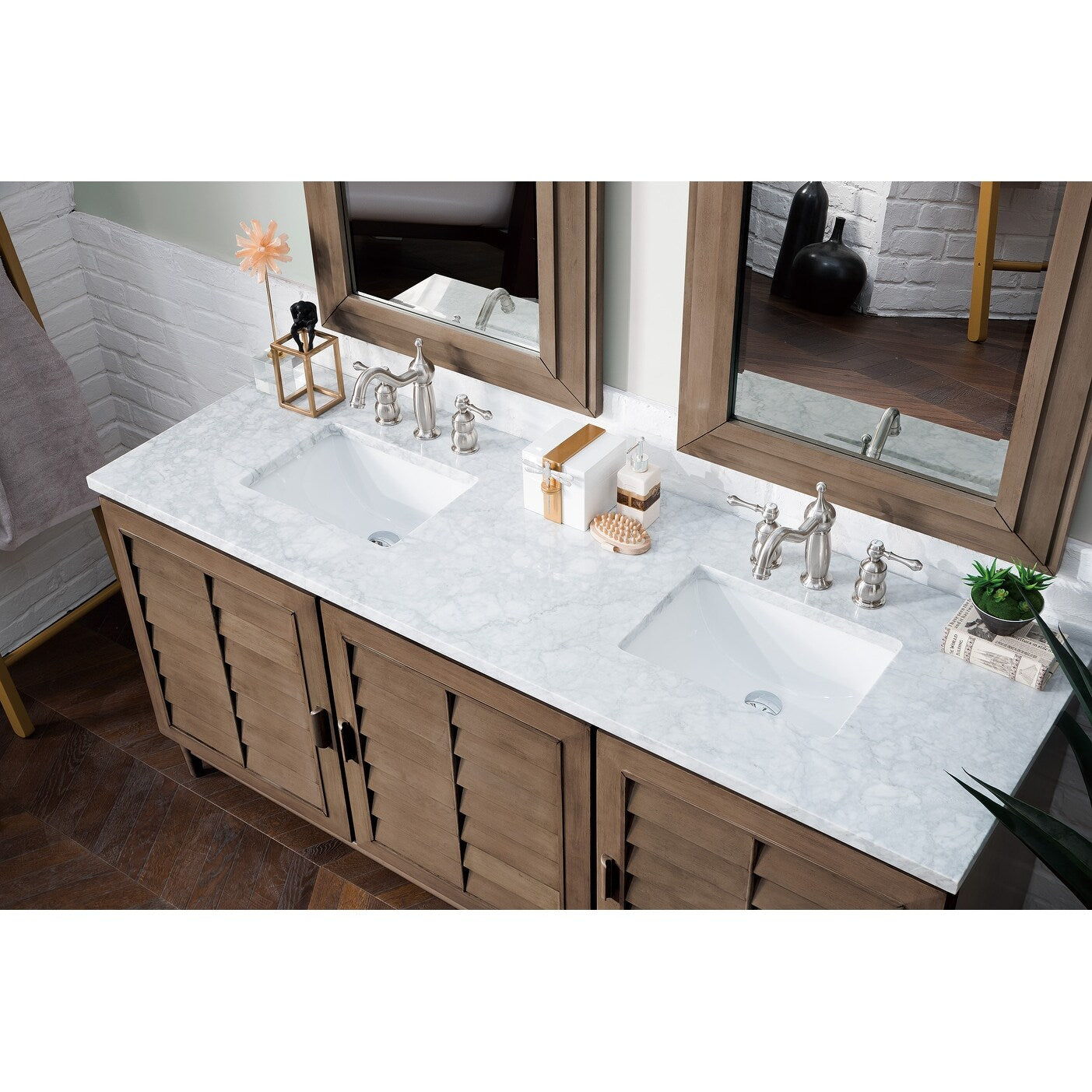 Portland 72 Double Vanity White Washed Walnut