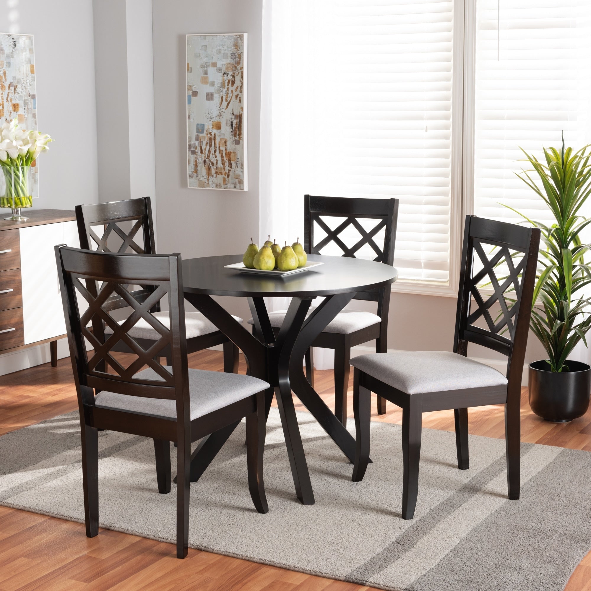Jana Modern Fabric And Wood 5 Piece Dining Set