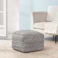 Beige Rhombus 22 Inch Square Pouf