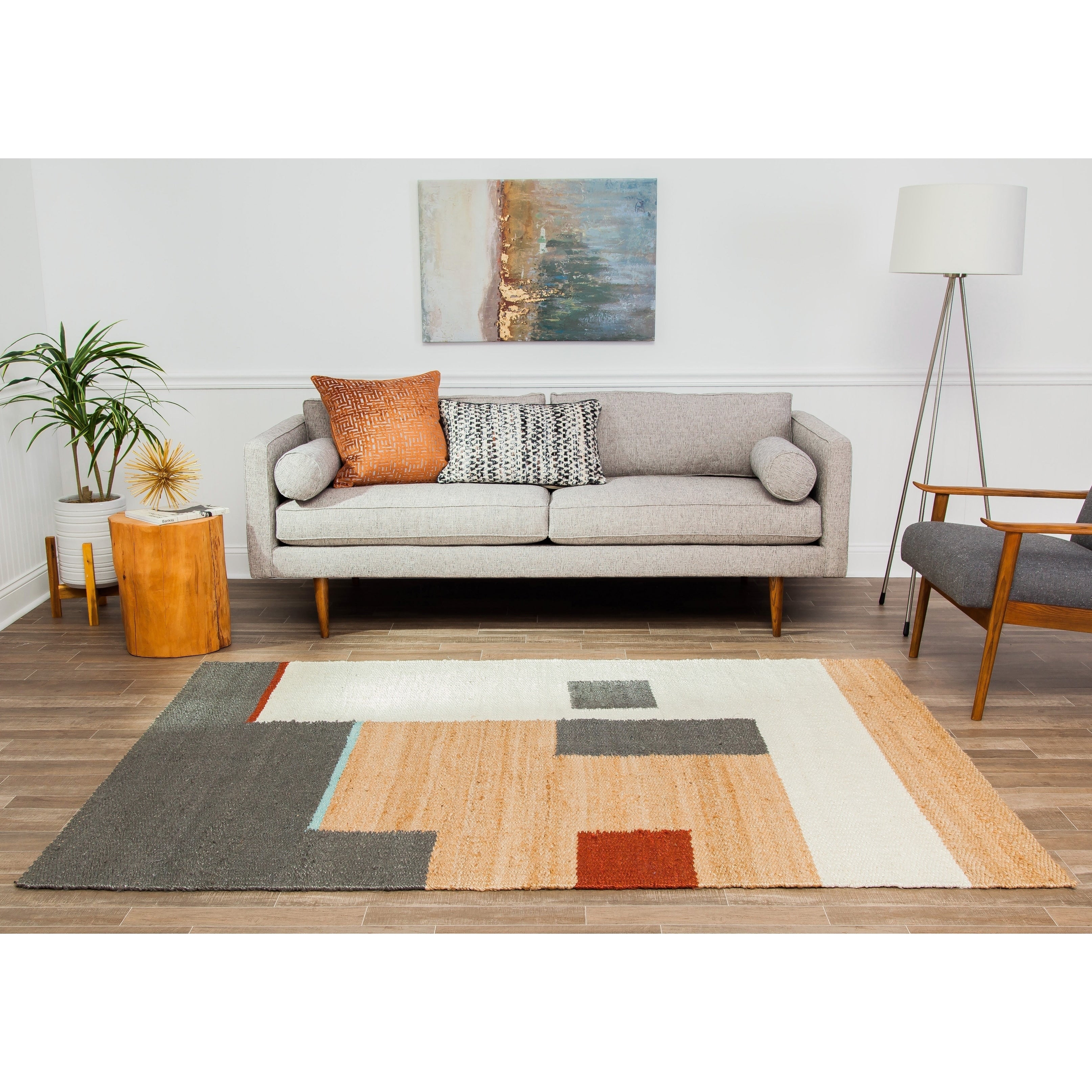 Jani Abstract Ivory Multi Jute Rug 5 X 8