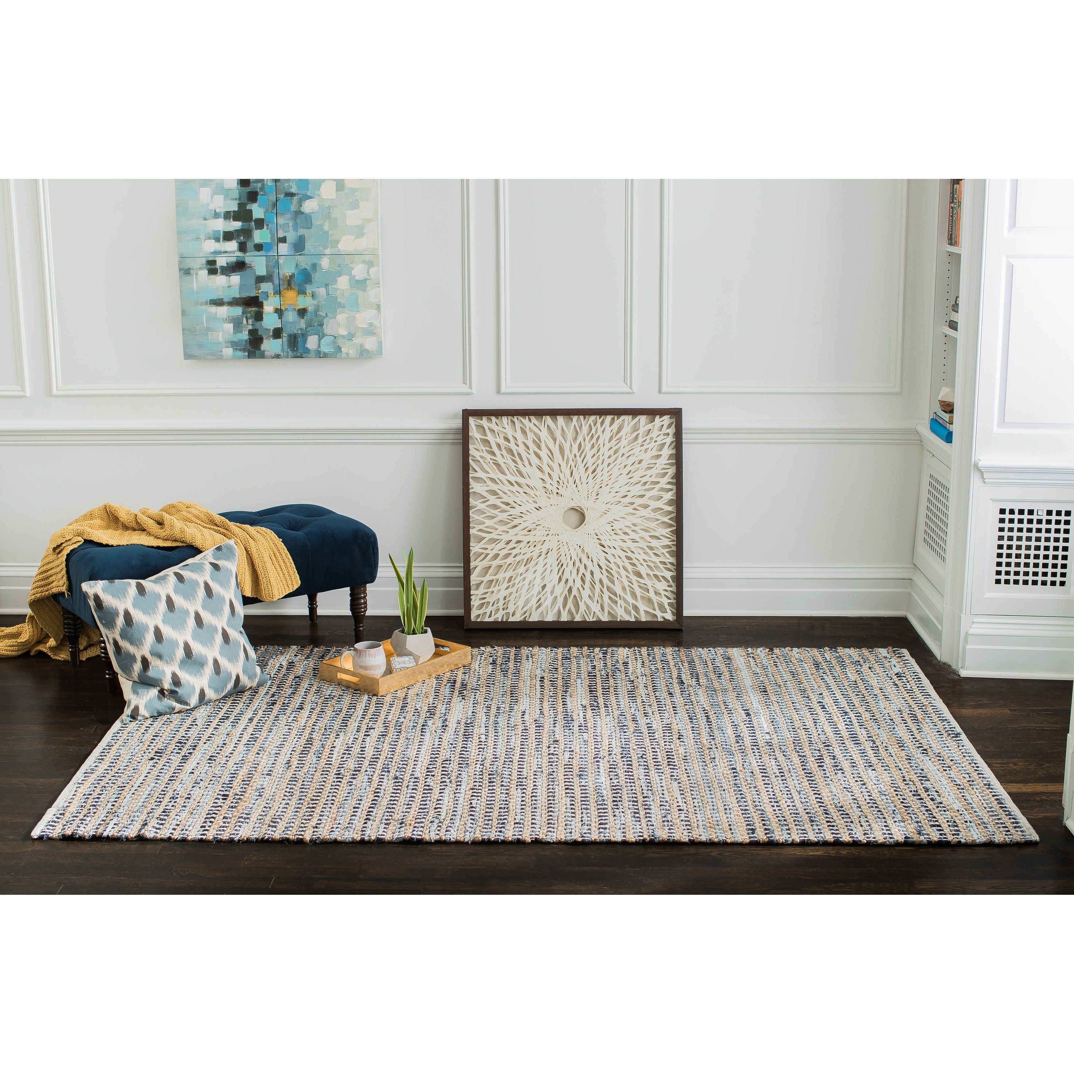 Jani Billy Tan Blue Jute Denim And Cotton Rug 8 X 10