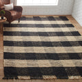 Jani Bluff Black And Ivory Plaid Jute Rug 8 X 10