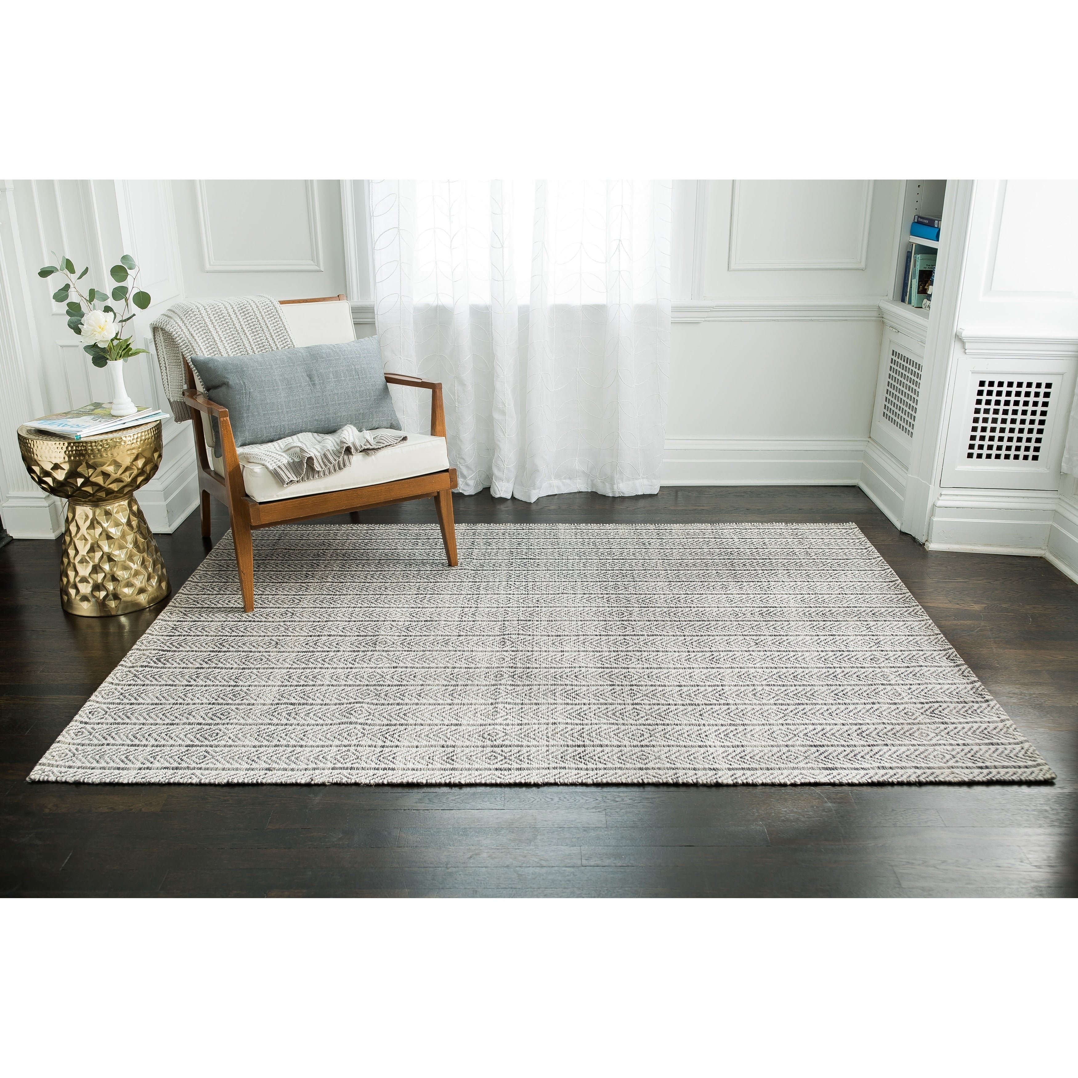 Jani Cali Grey Cotton Jute Handwoven Rug 5 X 7