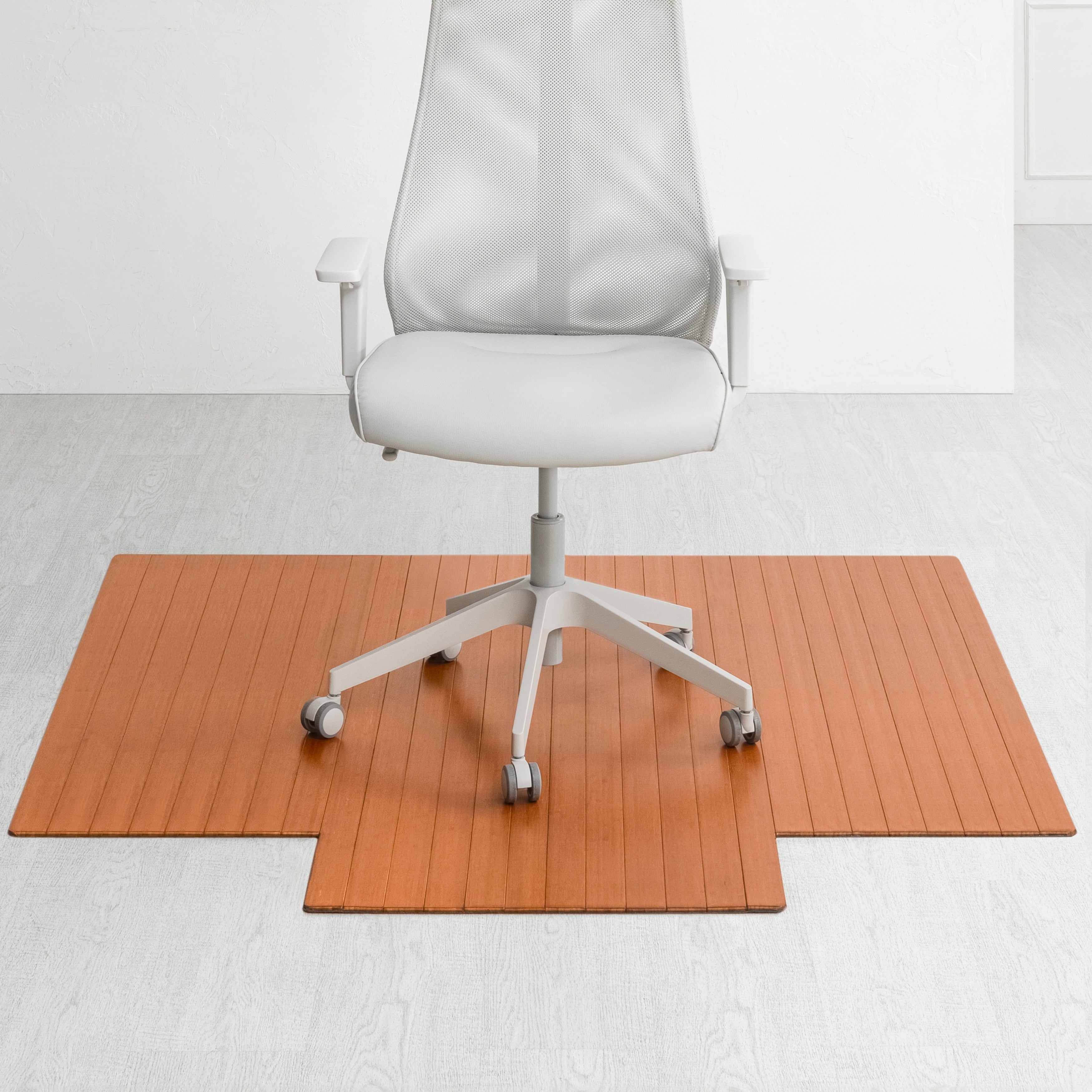 Jani Eco Bamboo Roll Up Rectangular Walnut 4.58 X 4.75 Ft. Chair Mat With Lip